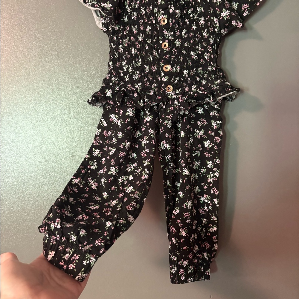 LEMON KISS BRAND Floral Black and White Button-Up Kids SZ-4T Outfit. - Picture 2 of 9